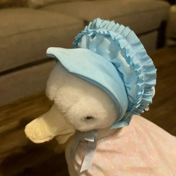VINTAGE Eden Beatrix Potter Jemima Puddle Duck Plush Stuffed Animal White/Blue - Picture 8 of 16